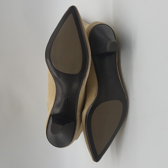838- Zara Women's Suede Ankle Boots Tan Color Size 6.5 - Picture 8 of 13